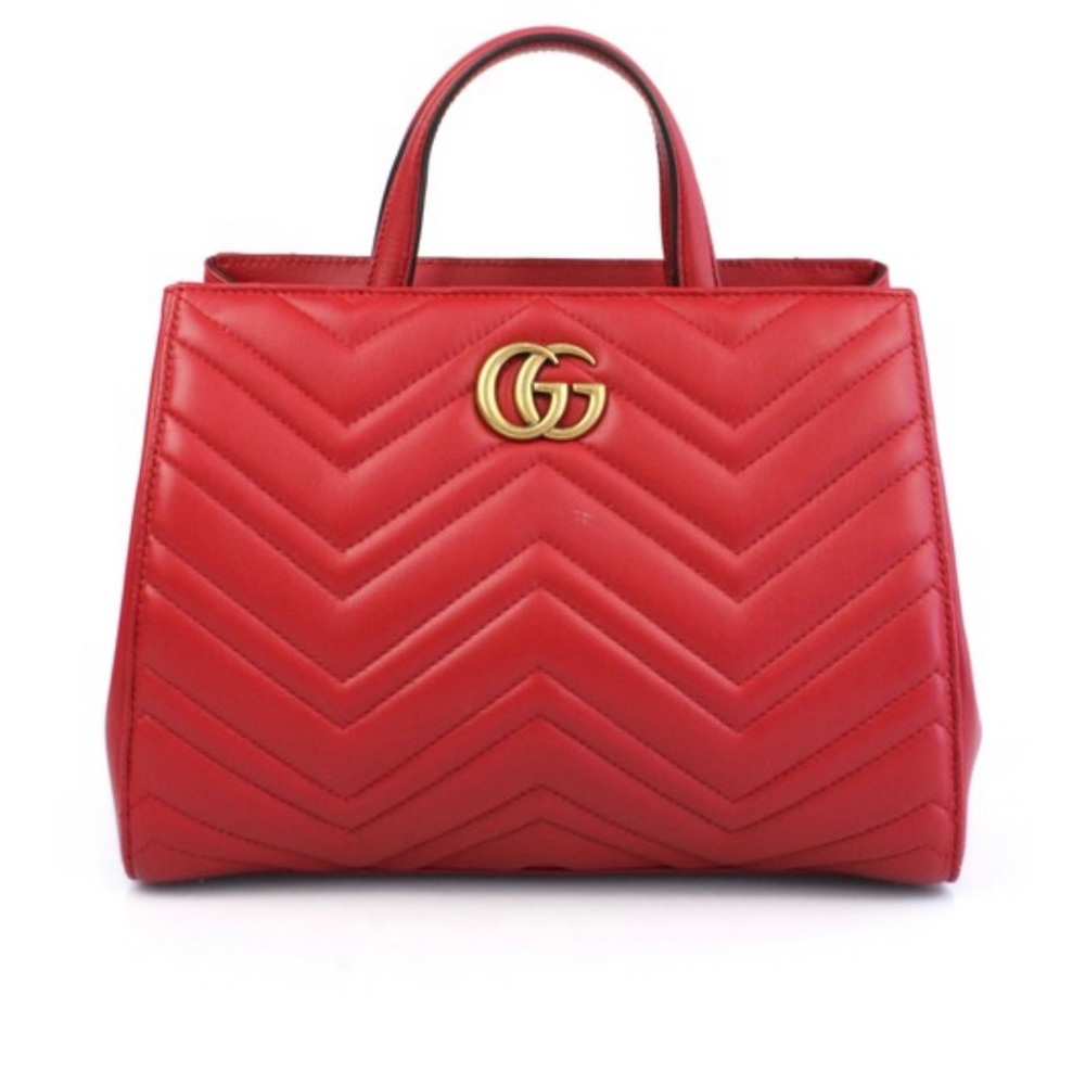 Gucci Marmont Matelasse Hibiscus Leather Satchel